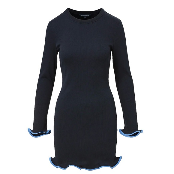 NWT Veronica Beard Baranova Ruffle-Trim Mini Dress in Navy - Picture 7 of 10